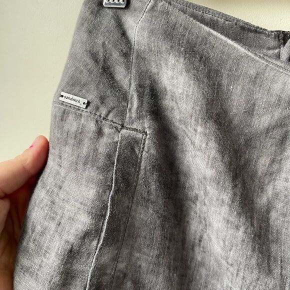 anthropologie Sandwich grey 100% linen skirt size XS - Picture 7 of 12